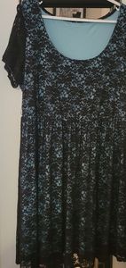 TORRID Black Floral Lace Blue Dress, size 1